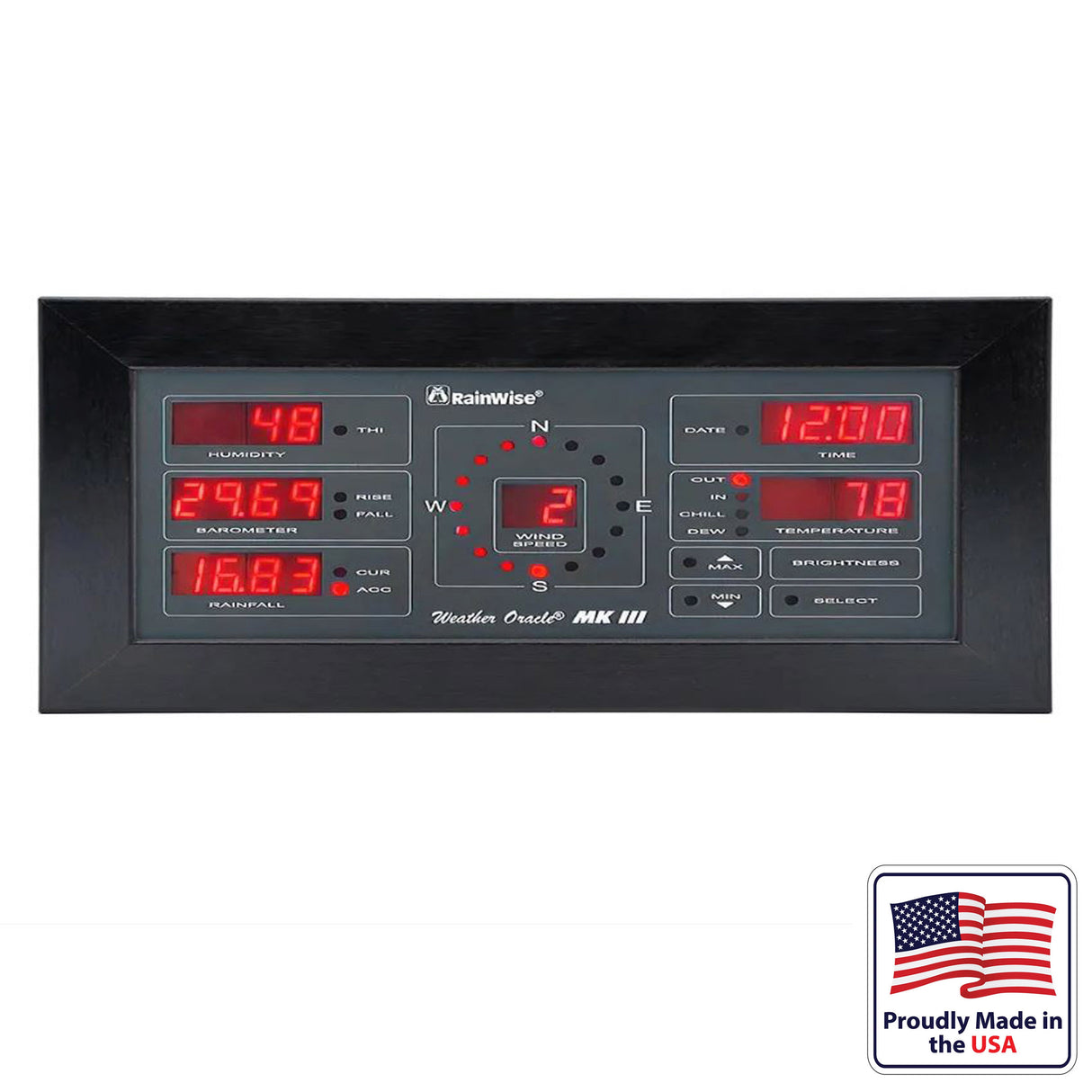 RainWise Oracle Multi-Display for the MK-III Long Range Weather Station - Black Wood Frame